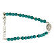 Bracelet perles pâte turquoise médaille Ste Rita zircons blancs argent 925 s1