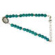 Bracelet perles pâte turquoise médaille Ste Rita zircons noirs argent 925 s1