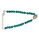 Bracelet perles pâte turquoise médaille Ste Rita zircons noirs argent 925 s2