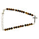 Bracelet with tiger's eye beads, silver and zirconate cross s2