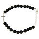 Bracelet perles pierre lave et croix zircons noirs s1