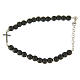 Bracelet avec croix zircons noirs et perles hématite gris mat s1