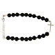 Armband Onyx Perlen Silber 925 Kreuz mit Zirkonen s1