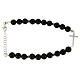 Bracelet with onyx beads white zirconate and silver cross s1