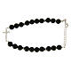Bracelet with onyx beads white zirconate and silver cross s2