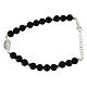  Bracelet with white and silver zircons, Saint Rita medal and black onyx beads s1