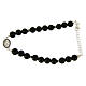 Bracelet in silver with Saint Zita medal, black zircons and black onyx beads s1