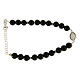 Bracelet in silver with Saint Zita medal, black zircons and black onyx beads s2