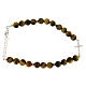 Bracelet with smooth tiger's eye balls, a cross with white zircons in 925 sterling silver s1