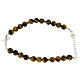 Bracelet with smooth tiger's eye balls, a cross with white zircons in 925 sterling silver s2