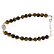 Bracelet with Saint Rita medal with white zircons and smooth tiger's eye spheres s1