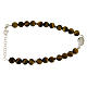 Bracelet with Saint Rita medal with white zircons and smooth tiger's eye spheres s2
