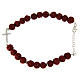 Bracelet with red lava stones-925 sterling silver and white zircon cross insert s1