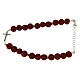 Bracelet with red lava stones, cross insert and black zircons in 925 sterling silver s1