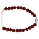 Bracciale pietre laviche rosse 6,5 mm, medaglietta S. Rita zirconi neri - argento 925 s2