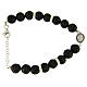 Bracciale pietre laviche 7 mm, medaglietta S. Rita zirconi neri e argento s1