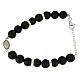 Bracciale pietre laviche 7 mm, medaglietta S. Rita zirconi neri e argento s2
