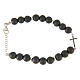 Bracelet with hematite pearls and black zirconate cross with 925 sterling silver details s1