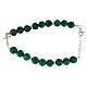 Bracelet perles résine verte imitation malachite 7 mm et croix zircons blancs s1