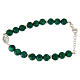 Bracciale argento, pietre dure resina verdi 7 mm, medaglietta S. Rita con zirconi bianchi s1