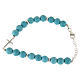 Bracelet perles pâte de turquoise avec éclats dorés croix avec zircons blancs argent 925 s1