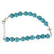 Bracelet perles pâte de turquoise avec éclats dorés croix avec zircons blancs argent 925 s2