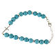 Bracelet with beads in turquoise paste with gold veins, a white zirconate cross made in 925 sterling silver s1