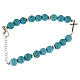 Bracciale argento, croce zirconi neri e perline pasta di turchese con venature oro s2