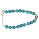 Bracciale medaglietta S. Rita zirconi neri, argento 925 e perline pasta di turchese 7 mm s1