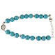 Bracciale medaglietta S. Rita zirconi neri, argento 925 e perline pasta di turchese 7 mm s2