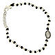 Bracciale medaglietta S. Rita in argento 925 e zirconi neri, sfere 3 mm con nodi cotone nero s1