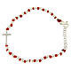 Bracelet grains argent 3 mm et noeuds coton rouge croix zircons blancs s2