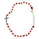 Bracelet with silver spheres sized 3 mm, red cotton knots and black zirconate cross s2