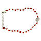 Bracelet médaille Ste Rita zircons blancs, grains argent 3 mm et noeuds coton rouge s1