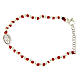 Bracciale medaglietta S. Rita zirconata bianca, sfere argento 3 mm e nodi cotone rosso s2