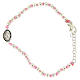 Bracelet grains 3 mm argent corde en coton rose et médaille Ste Rita zircons noirs s1