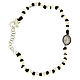 Bracelet perles à facettes argent 2 mm corde noire coton médaille Ste Rita avec zircons noirs s1