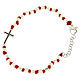 Bracelet perles cubiques argent 2 mm croix zircons noirs et corde rouge s1