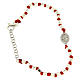 Bracelet with mulitfaceted spheres in silver 2 mm red cotton cord Saint Rita white zircons s1