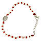 Bracelet with mulitfaceted spheres in silver 2 mm red cotton cord Saint Rita white zircons s2