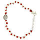 Bracelet perles facettes argent 2 mm corde rouge en coton médaille Ste Rita zircons noirs s2