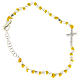 Bracelet perles facettes argent 2 mm croix zircons blancs et corde jaune en coton s2