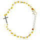 Bracelet perles facettes argent 2 mm croix zircons noirs et corde coton jaune s2