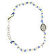 Bracelet with 2 mm multifaceted beads light blue cord and Saint Rita medal with black zircons s2
