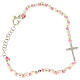 Bracelet perles cubiques argent 2 mm croix zircons corde rose avec noeuds s1