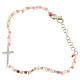 Bracelet perles cubiques argent 2 mm croix zircons corde rose avec noeuds s2