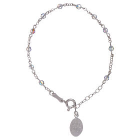 Bracelet argent 925 et perles strass Notre-Dame de Fatima