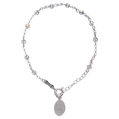 Bracelet argent 925 et perles strass Notre-Dame de Fatima 1