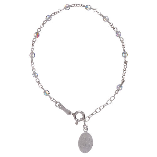 Bracelet argent 925 et perles strass Notre-Dame de Fatima 2