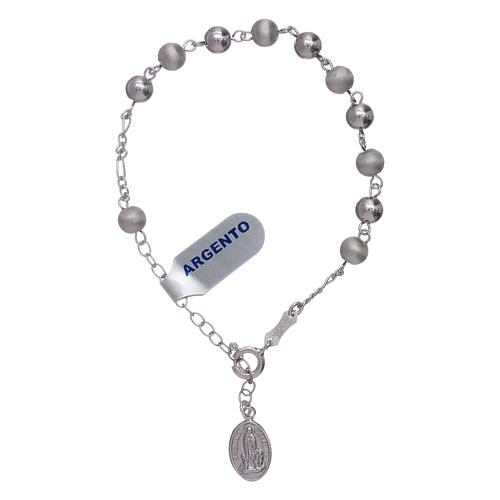 Bracelet in 925 sterling silver with pearls 6 mm satinized Our Lady of Fatima 3